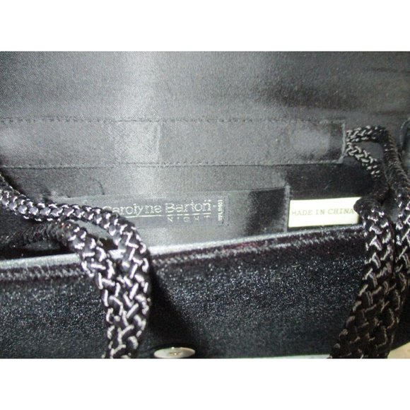 *Vintage Carolyne Barton Black Velvet Rhinestone Bow Evening Wristlet Clutch Bag - Picture 6 of 7